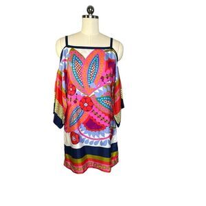 Tibi Floral Print Silk Off the Shoulder Mini Dress | Size 8